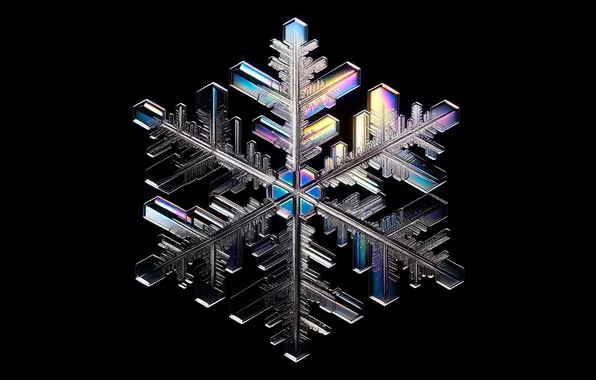 Ice, ice, black background, snowflake