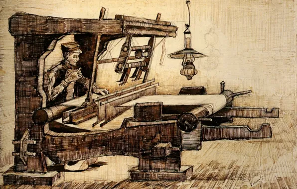 Picture lamp, Vincent van Gogh, Weaver 2, weaver with a cigarette