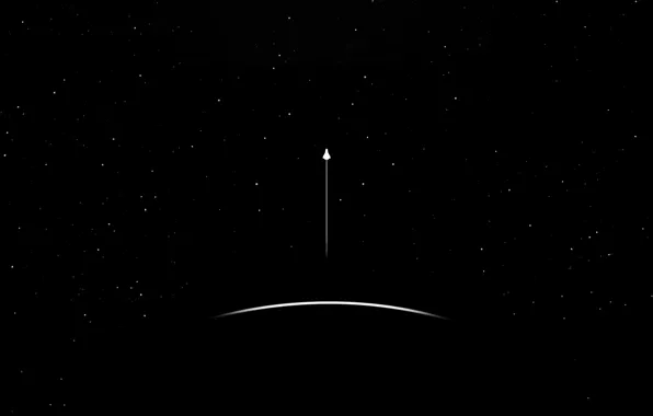 Space, flight, minimalism, positive, rocket, space, black background, the rise