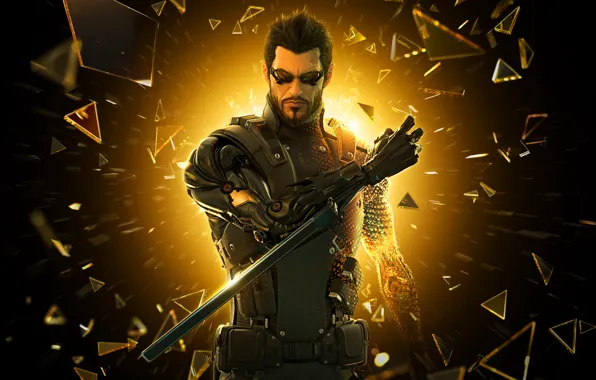 Picture fragments, human revolution, deus ex, Adam Jensen