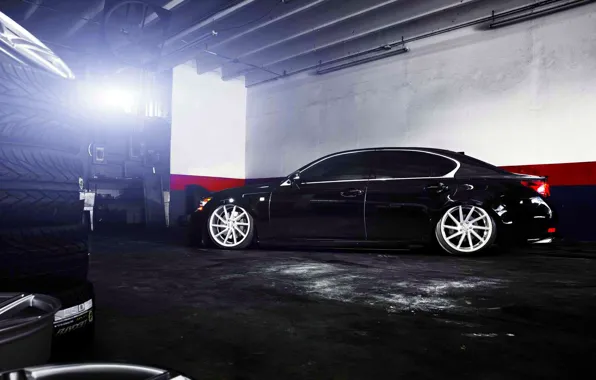 Lexus, wheels, side, black, vossen, GS 350