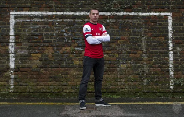 Picture background, gate, player, Arsenal, Arsenal, Lukas Podolski, Football Club, The Gunners