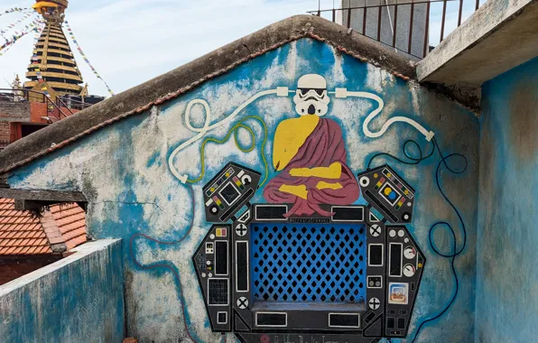 Picture Star Wars, grafiti, Buddha, Nepal, Nepal, Kathmandu, Kathmandu, Pixel 7 pro sample photo