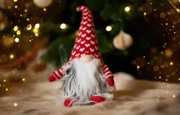 Toy, Christmas, New year, Santa Claus, herringbone, garland, dwarf, figure