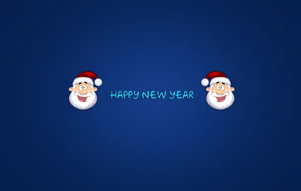 Picture the inscription, new year, head, Santa Claus, Santa Claus, blue background, happy new year