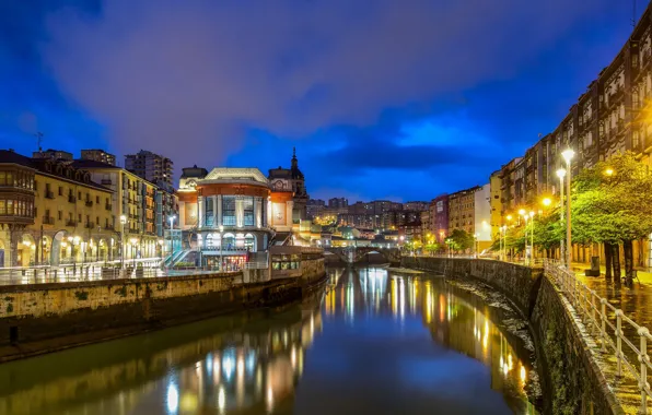 Lights, the evening, Spain, Bilbao