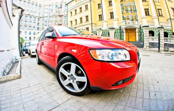 Machine, red, Volvo, s40, Volvo
