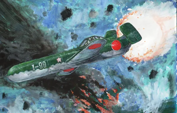 The sky, war, figure, rocket, Art, Ohka, Yokosuka, doodlebug