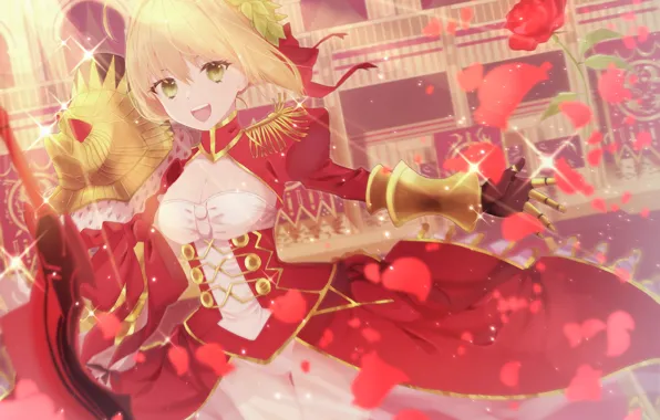 Girl, rose, the saber, Fate / Grand Order