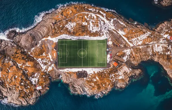 Football, stadium, Lofoten, Henningsvaer