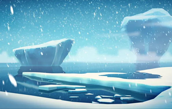 Winter, Snow, Iceberg, Ice, Ice, Art, Art, Rendering