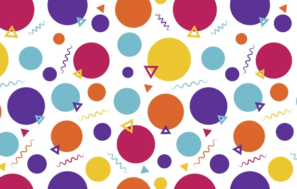 Purple, circles, orange, abstraction, yellow, background, blue