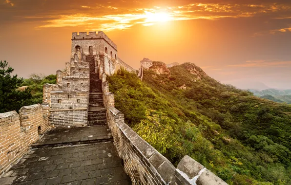 Mountains, dawn, China, Beijing, Beijing, The great wall of China, Great Wall of China