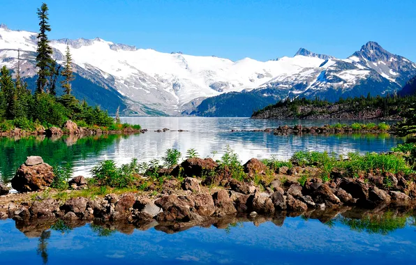 Forest, mountains, nature, lake, stones, landscape, Landscape
