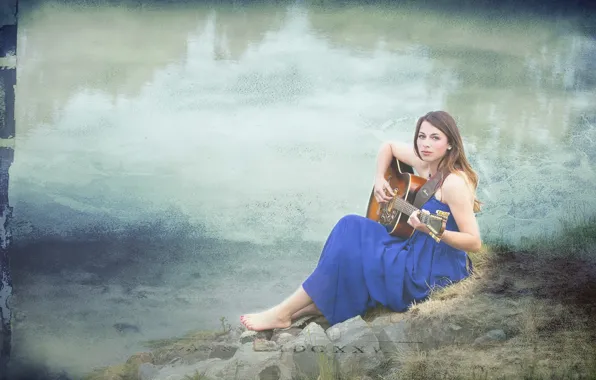 Picture girl, music, background, guitar