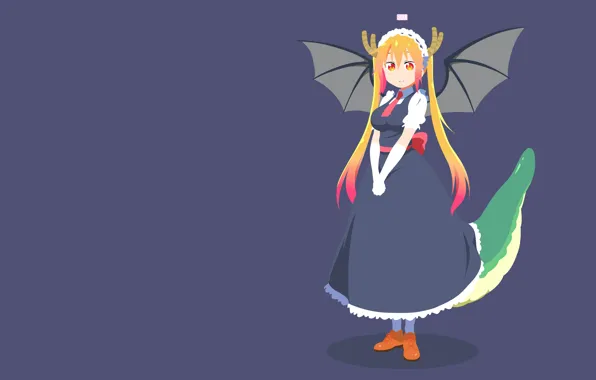 Picture Kobayashi-san Chi no Maid Dragon, girl, wings, The Dragon-Maid Kobayashi, background, dragon