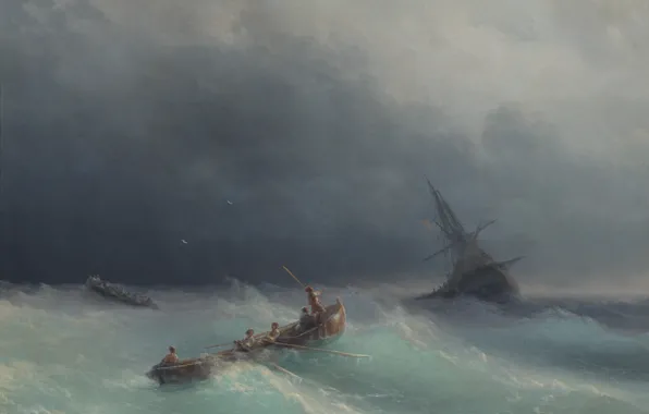 Sea, Storm, Picture, Painting, Aivazovsky