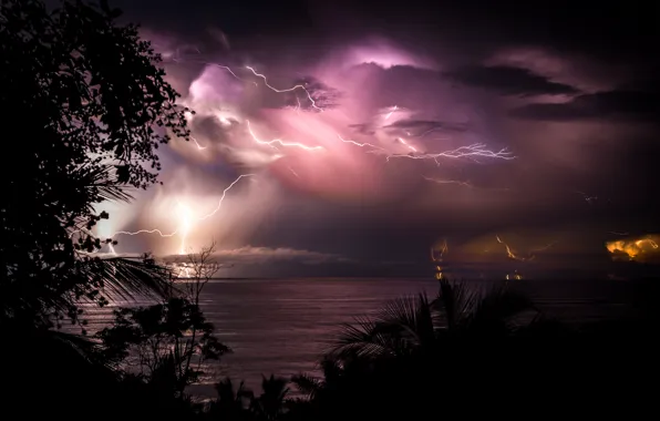 Picture water, clouds, night, zipper, Costa Rica