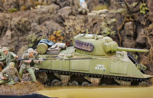 Toy, model, M4 Sherman, 1945, Okinawa