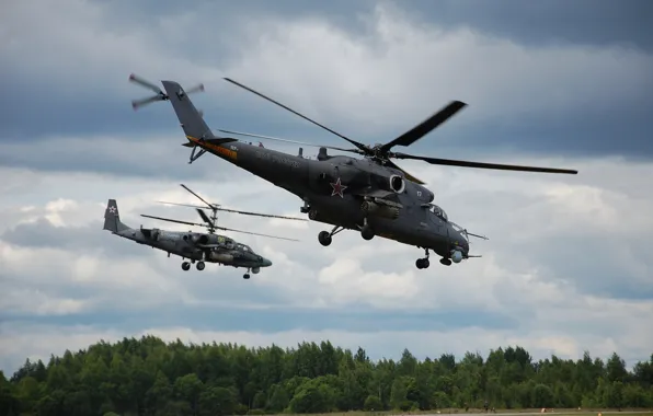 Picture flight, Ka-52, helicopters, Mi-24/35