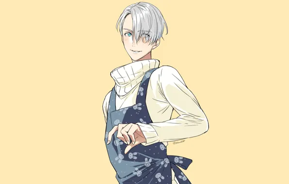Art, yellow background, Yuri on Ice, Yuri on the ice, Viktor Nikiforov