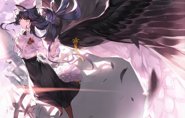Girl, hat, wings, anime, art, hororosu