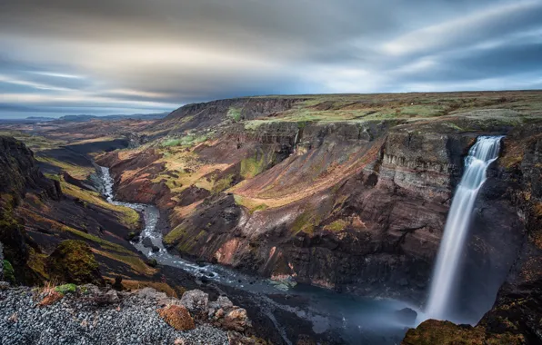 Mountains, open, waterfall