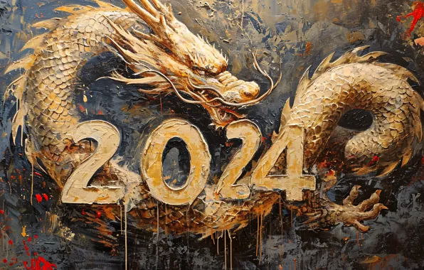 Face, paint, dragon, figure, picture, stains, figures, New year