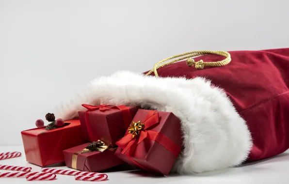 Christmas, gifts, New year, bag, Christmas decorations