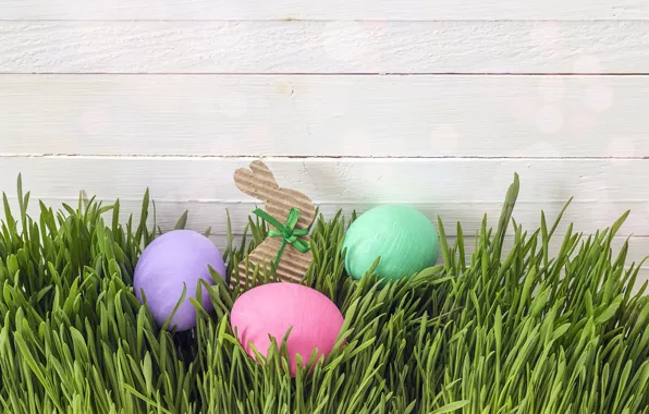 Picture grass, spring, Easter, wood, spring, Easter, eggs, decoration