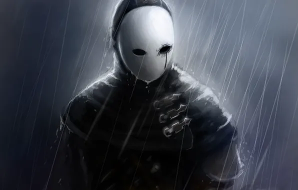 Picture rain, mask, art, male, Dark Souls