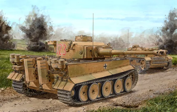 Tank, Medium Tank, Heavy Tank, WWII, Wehrmacht, Pz.III, Pz.VI Tiger Ausf. H1, sPzAbt.501