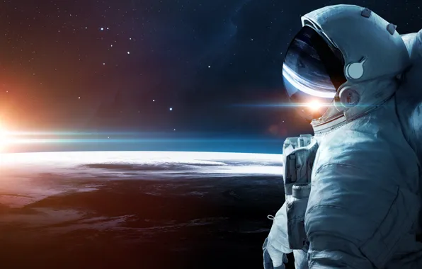Picture space, astronaut, the atmosphere, art, Earth, gravity, beautiful, infinity