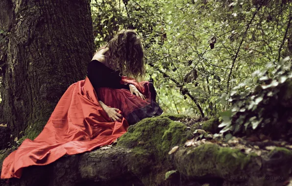 Forest, girl, background