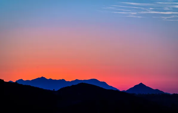Landscape, sunset, mountains, California, Topanga Canyon