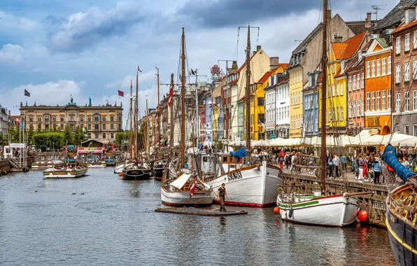 Picture yachts, Denmark, water channel, Copenhagen