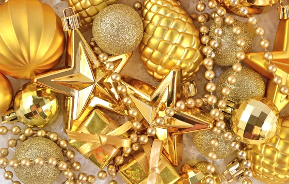 Decoration, New Year, Christmas, gold, Christmas, gold, decoration, Merry