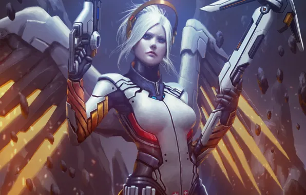 Picture girl, angel, Dr., blizzard, art, Overwatch, Mercy, Angela Ziegler