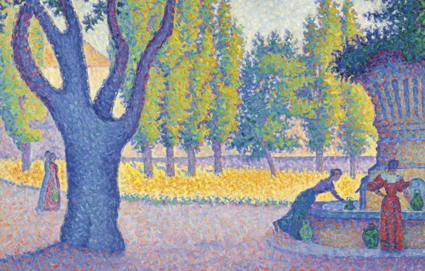 Picture landscape, picture, Paul Signac, pointillism, Saint-Tropez. Fountain of Lices