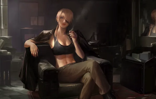 Girl, smokes, Chainsaw Man, Quanxi