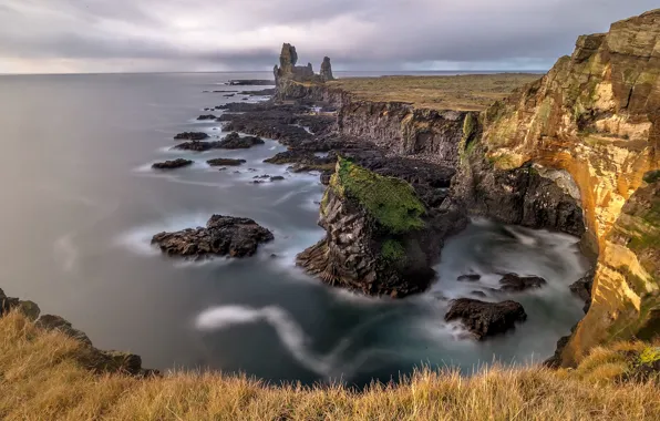 Picture sea, open, rocks, Iceland