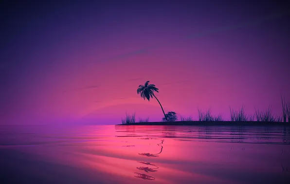 Sea, the sky, landscape, sunset, Palma, shore, horizon, silhouette