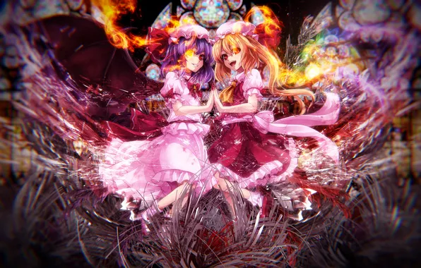 Girls, flame, touhou