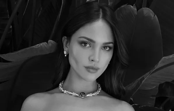 Girl, face, lips, black and white, Actress, decoration, Eiza Gonzalez