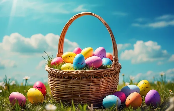 Flowers, eggs, spring, colorful, Easter, happy, flowers, spring