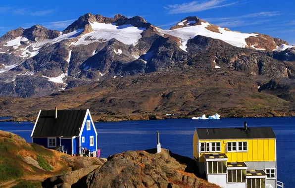 Sea, the sky, mountains, house, Norway
