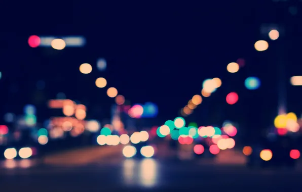 Picture machine, night, the city, lights, street, bokeh