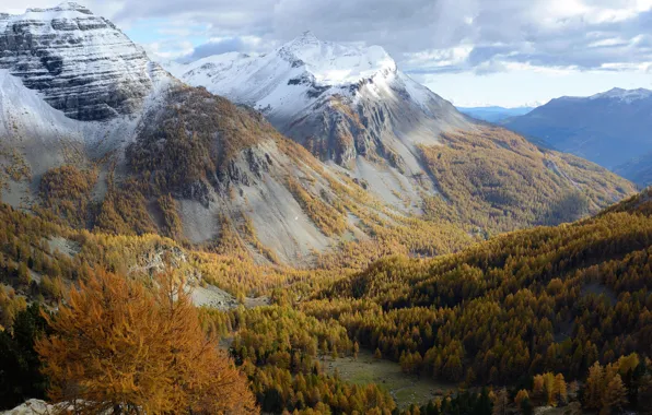 Autumn, mountains, France, valley, Alpes-Maritimes