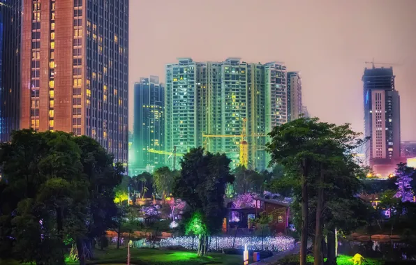 Picture city, the city, Park, street, China, building, the evening, China