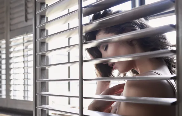 Picture face, model, hair, profile, blinds